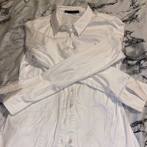 White button down top